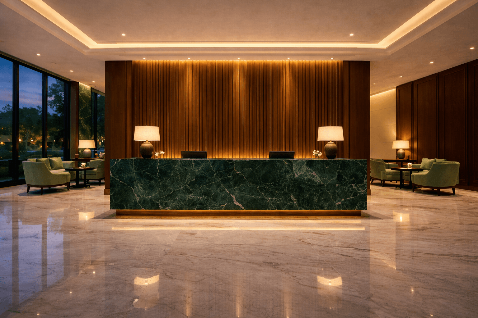 Réception d'hôtel de luxe